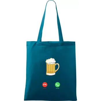 Nákupní taška Volá pivo (Pecka design) - Taška bavlněná - 42 x 38 cm ( Petrolejová )