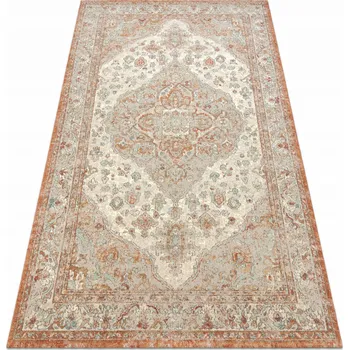 Koberec Koberec vlněný DO OBÝVACÍHO POKOJE LUXUSNÍ Ornament rozeta terakota 67x130 cm