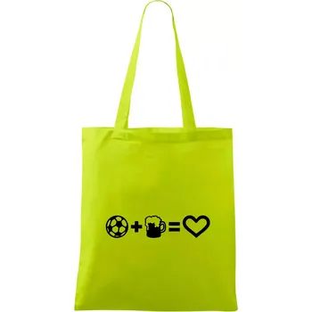 Nákupní taška Míč, pivo, srdce - Taška bavlněná - 42 x 38 cm ( Limetková )