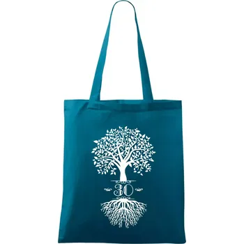 Narozeninový strom 30 - Taška bavlněná - 42 x 38 cm ( Petrolejová )