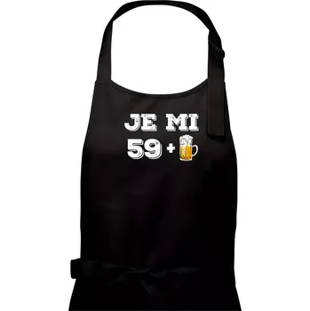 Kuchyňská zástěra Je mi 60 pivo - Pánská zástěra na vaření - Univerzální velikost ( Černá )