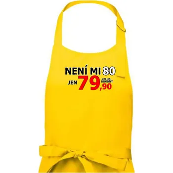 Kuchyňská zástěra Není mi 80 - Dámská zástěra na vaření - Univerzální velikost ( Žlutá )