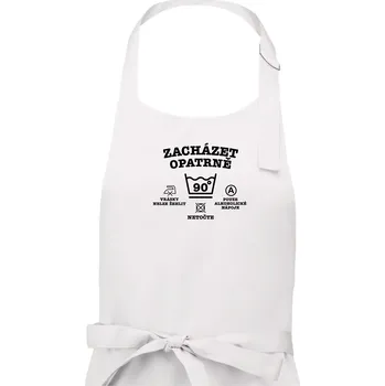Kuchyňská zástěra Zacházet opatrně 90 - Pánská zástěra na vaření - Univerzální velikost ( Bílá )