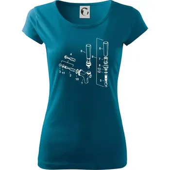 Dámské oblečení Pípa nákres - Dámské triko Pure - M ( Petrolejová )