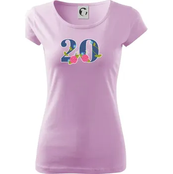 Dámské tričko Květinové číslo kreslené - 20 - Dámské triko Pure - XS ( Orchid )