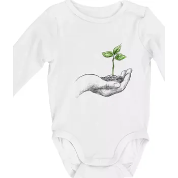 Bio ruka života - Body kojenecké s dlouhým rukávem - Dlouhý r. do 3 měs ( Bílá )