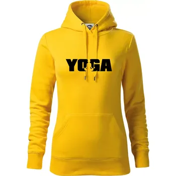 Dámská mikina Yoga nápis - Mikina dámská Cape s kapucí - XL ( Žlutá )