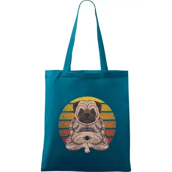 Yoga meditace - pug - Taška bavlněná - 42 x 38 cm ( Petrolejová )