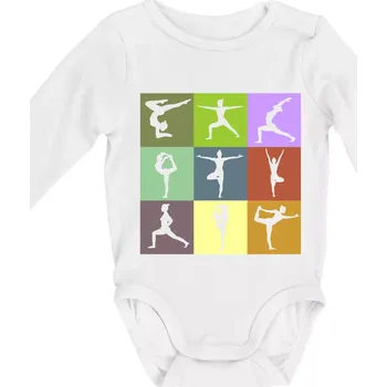 Yoga abeceda - Body kojenecké s dlouhým rukávem - Dlouhý r. do 3 měs ( Bílá )
