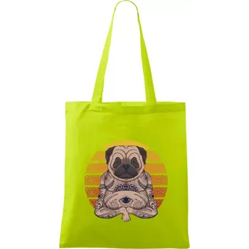 Yoga meditace - pug - Taška bavlněná - 42 x 38 cm ( Limetková )