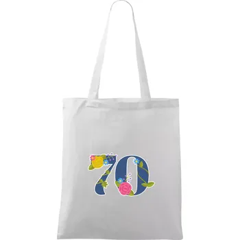 Květinové číslo kreslené - 70 - Taška bavlněná - 42 x 38 cm ( Bílá )