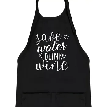 Kuchyňská zástěra Save water drink wine - Dětská zástěra na vaření - Univerzální velikost ( Černá )