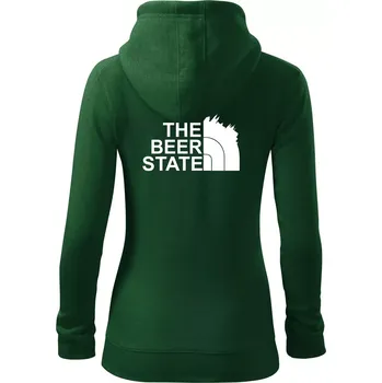 Dámská mikina The Beer State - Praha - Dámská mikina trendy zipper s kapucí - XL ( Lahvově zelená )