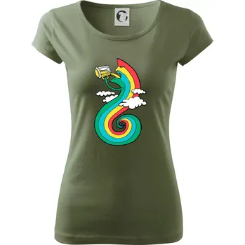 Dámské tričko Piju jako duha (Pecka design) - Dámské triko Pure - XS ( Khaki )