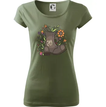 Dámské tričko Stará bota 70 - Dámské triko Pure - L ( Khaki )