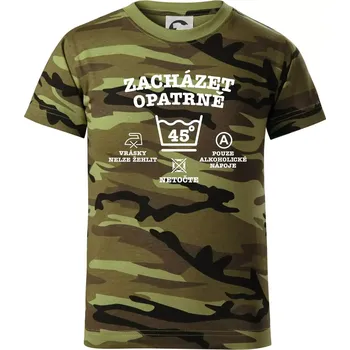 Zacházet opatrně 45 - Dětské maskáčové triko - 104-110cm / 3-4 roky ( Zelený maskáč )