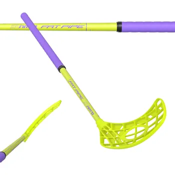 Florbalová hůl Fatpipe Nitro 34 Yellow/Purple vel. 65cm (= 75cm) pravá kulatá (pravá ruka dole)