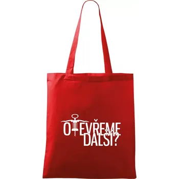 Nákupní taška Otevřeme další? - Taška bavlněná - 42 x 38 cm ( Červená )