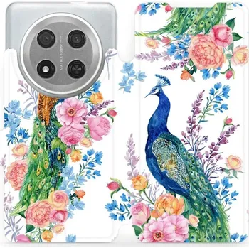 Pouzdro na mobilní telefon Flipové pouzdro Mobiwear - Honor Magic7 Lite 5G - MX08S Pávi (Knížkové flip pouzdro, obal, kryt na mobil Honor Magic7 Lite 5G - MX08S Pávi, materiál Umělá kůže + TPU - ochrana 360°, stojánek, silikonová vanička, magnetické zavírání)