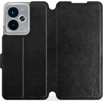 Pouzdro na mobilní telefon Flipové pouzdro Mobiwear - Realme 14 5G - Černé a šedé (Knížkové flip pouzdro, obal, kryt na mobil Realme 14 5G - Černé a šedé, materiál Umělá kůže + TPU - ochrana 360°, stojánek, silikonová vanička, magnetické zavírání)