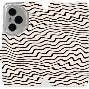 Pouzdro na mobilní telefon Flipové pouzdro Mobiwear - Honor 400 Pro - VA62S Vlnky na béžové (Knížkové flip pouzdro, obal, kryt na mobil Honor 400 Pro - VA62S Vlnky na béžové, materiál Umělá kůže + TPU - ochrana 360°, stojánek, silikonová vanička, magnetické zavírání)