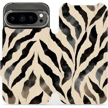 Pouzdro na mobilní telefon Flipové pouzdro Mobiwear - Google Pixel 9 Pro - VA53S Zebří (Knížkové flip pouzdro, obal, kryt na mobil Google Pixel 9 Pro - VA53S Zebří, materiál Umělá kůže + TPU - ochrana 360°, stojánek, silikonová vanička, magnetické zavírání)