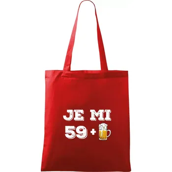 Nákupní taška Je mi 60 pivo - Taška bavlněná - 42 x 38 cm ( Červená )