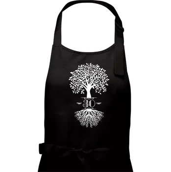 Kuchyňská zástěra Narozeninový strom 30 - Dámská zástěra na vaření - Univerzální velikost ( Černá )