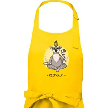 Kuchyňská zástěra Yoga - keep calm kreslený - Dámská zástěra na vaření - Univerzální velikost ( Žlutá )