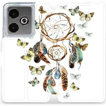 Pouzdro na mobilní telefon Flipové pouzdro Mobiwear - Realme GT 7 - M001P Lapač a motýlci (Knížkové flip pouzdro, obal, kryt na mobil Realme GT 7 - M001P Lapač a motýlci, materiál Umělá kůže + TPU - ochrana 360°, stojánek, silikonová vanička, magnetické zavírání)