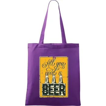 All you need is beer - Taška bavlněná - 42 x 38 cm ( Fialová )