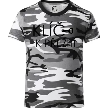 Klíč k přežití otvírák - Dětské maskáčové triko - 134 cm/8 let ( Šedý maskáč )