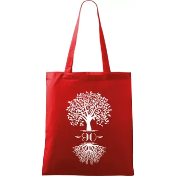 Nákupní taška Narozeninový strom 90 - Taška bavlněná - 42 x 38 cm ( Červená )