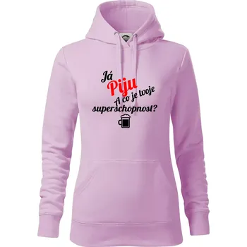 Dámská mikina Já piju - tvoje superschopnost? šikmý nápis - Mikina dámská Cape s kapucí - 2XL ( Orchid )