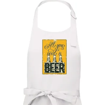 Kuchyňská zástěra All you need is beer - Dámská zástěra na vaření - Univerzální velikost ( Bílá )