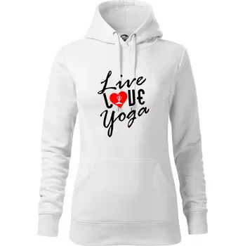 Dámská mikina Live Love Yoga - Mikina dámská Cape s kapucí - XS ( Bílá )