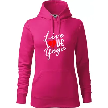 Dámská mikina Live Love Yoga - Mikina dámská Cape s kapucí - S ( Purpurová )