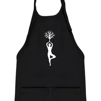 Kuchyňská zástěra Yoga strom - Dětská zástěra na vaření - Univerzální velikost ( Černá )