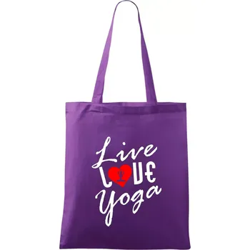 Live Love Yoga - Taška bavlněná - 42 x 38 cm ( Fialová )