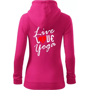 Dámská mikina Live Love Yoga - Dámská mikina trendy zipper s kapucí - S ( Purpurová )