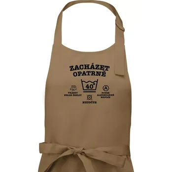 Kuchyňská zástěra Zacházet opatrně 40 - Pánská zástěra na vaření - Univerzální velikost ( Cappuccino )