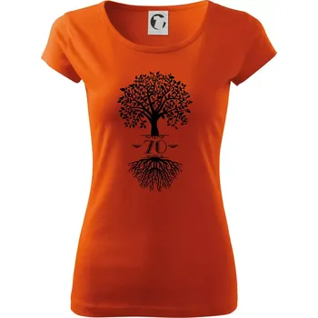 Dámské tričko Narozeninový strom 70 - Dámské triko Pure - XS ( Oranžová )
