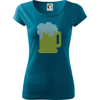 Pivo pixel - Dámské triko Pure - M ( Petrolejová )