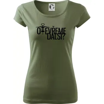 Dámské tričko Otevřeme další? - Dámské triko Pure - XL ( Khaki )