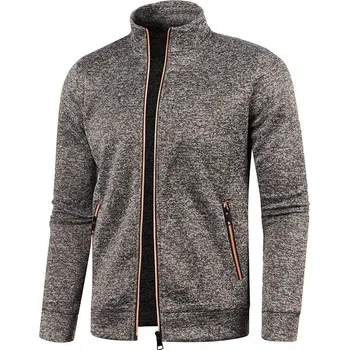 Pánský svetr Pánský cardigan s kontrastním zipem Barva: Kávová, Velikost: S