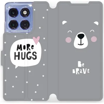Pouzdro na mobilní telefon Flipové pouzdro Mobiwear - Motorola Edge 60 Pro - MH06P Be brave - more hugs (Knížkové flip pouzdro, obal, kryt na mobil Motorola Edge 60 Pro - MH06P Be brave - more hugs, materiál Umělá kůže + TPU - ochrana 360°, stojánek, silikonová vanička, magnetické)