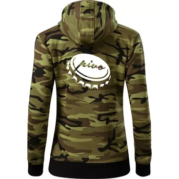 Dámská mikina Pivo zátka - Dámská mikina trendy zipper s kapucí - 2XL ( Zelený maskáč )