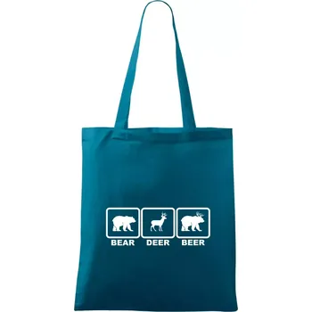 Bear - Deer - Beer - Taška bavlněná - 42 x 38 cm ( Petrolejová )