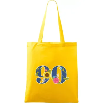 Květinové číslo kreslené - 90 - Taška bavlněná - 42 x 38 cm ( Žlutá )