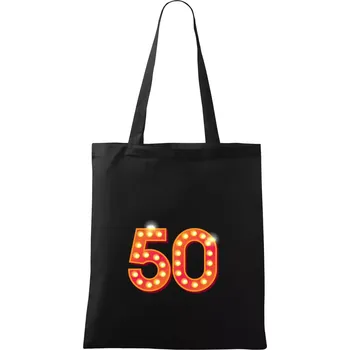 Nákupní taška Čísla žárovky 50 - Taška bavlněná - 42 x 38 cm ( Černá )